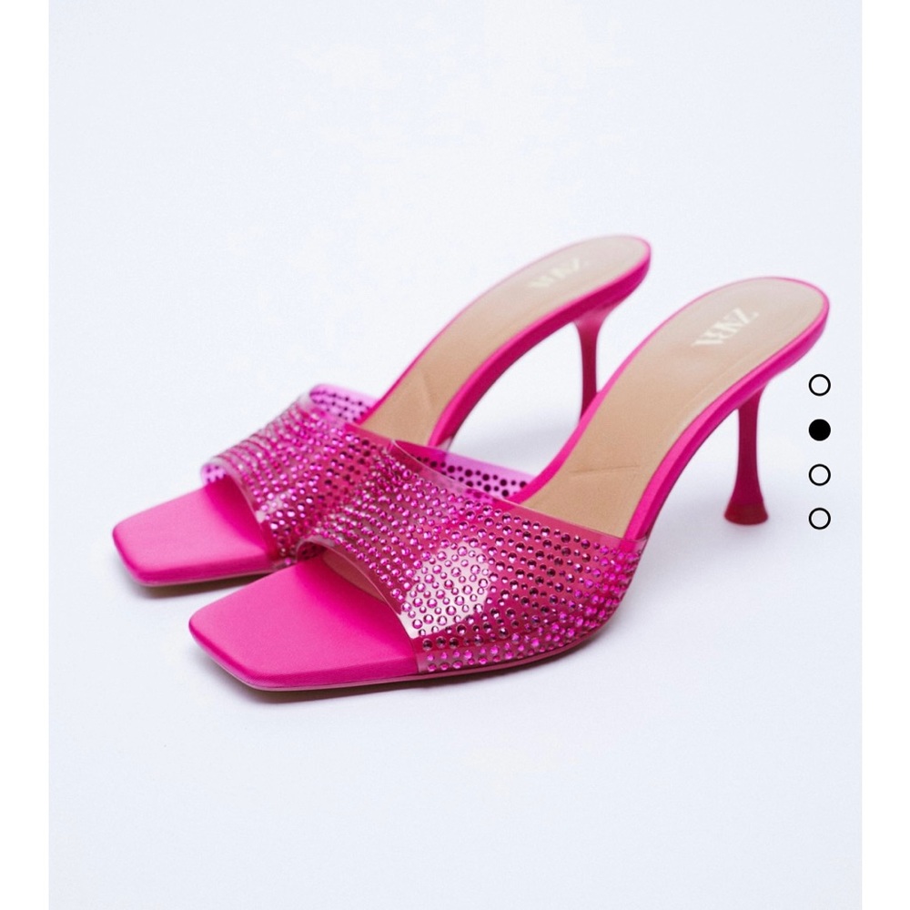 NWT Zara pink vinyl sparkly heels